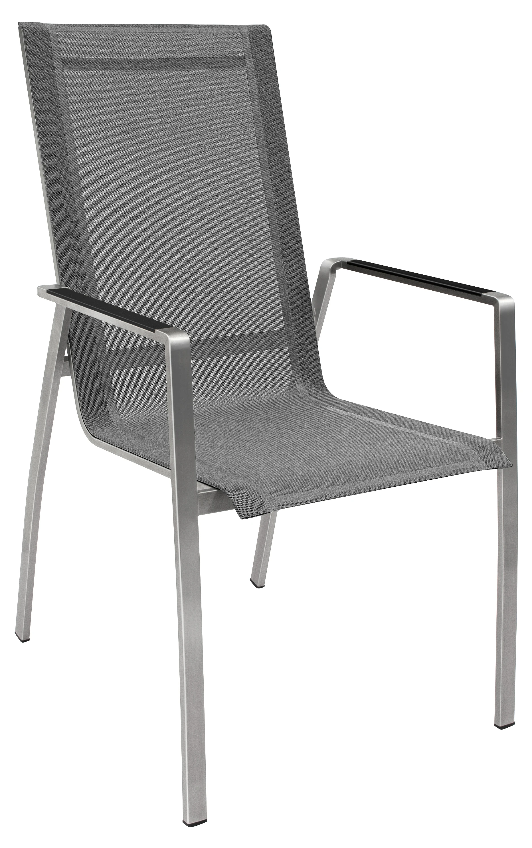 Alvo Stapelsessel, Edelstahl/silber, Armlehnen eisengrau