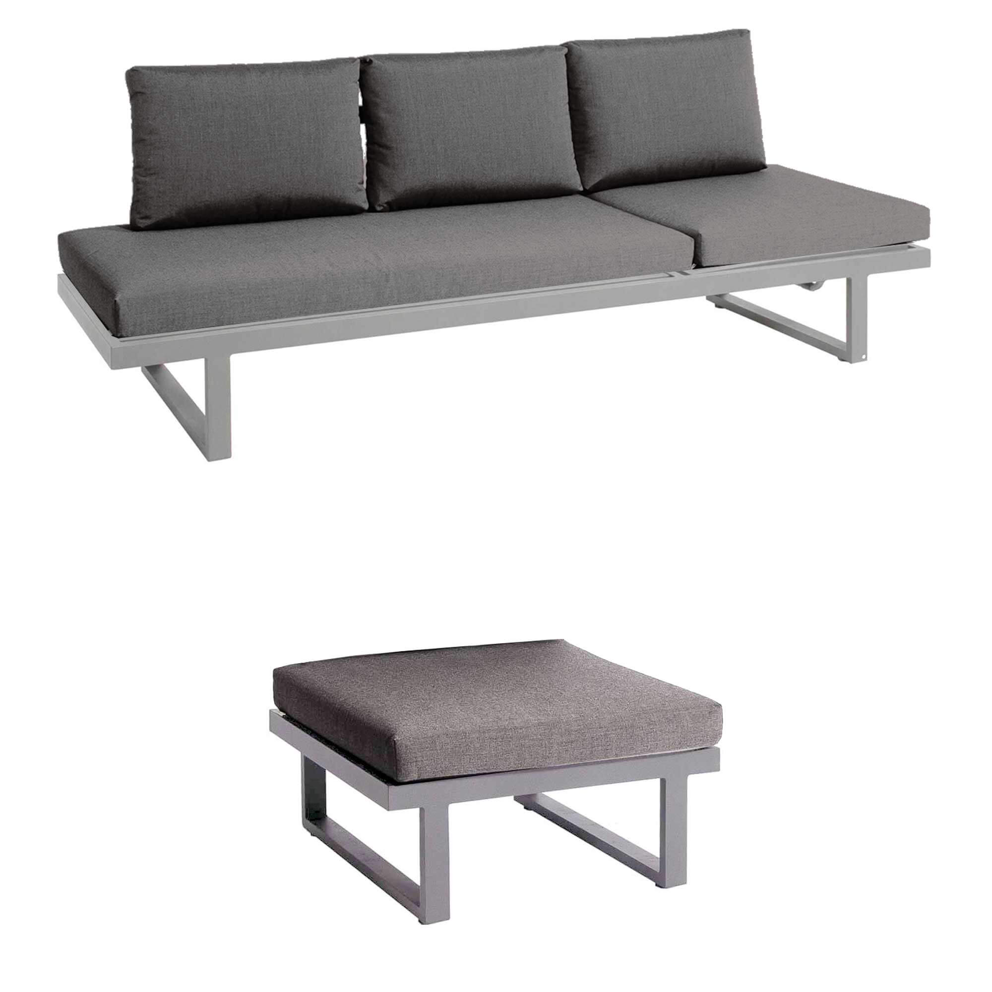 Set Rao Liege + Hocker Edelstahl, Kissen B26