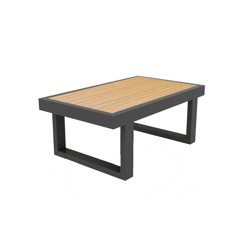 Rao Lounge Beistelltisch 70x42cm, Höhe 32cm, eisengrau/Teak