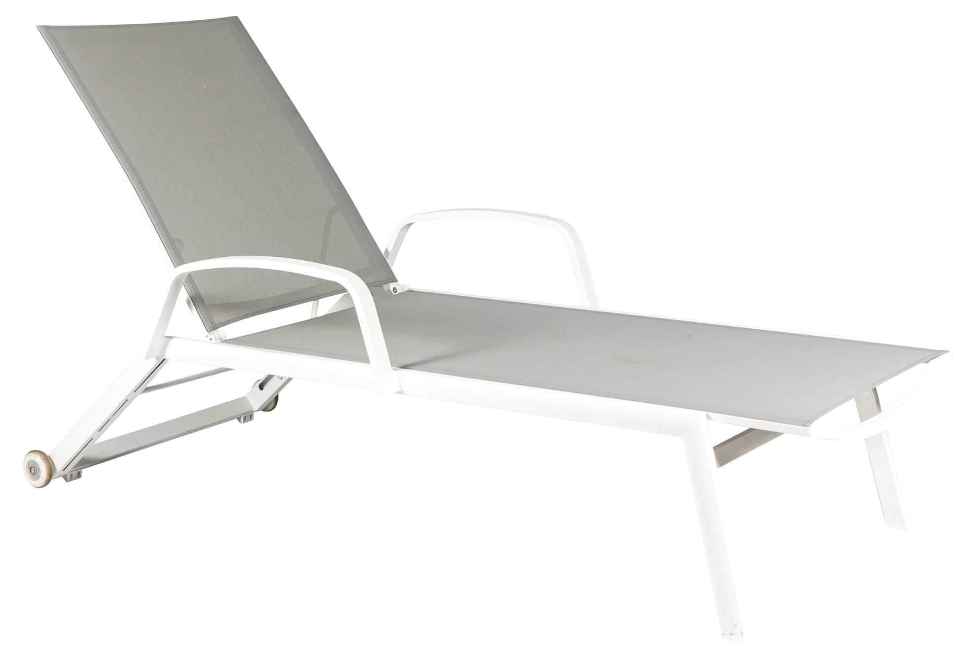 Hydra Sonnenliege, weiß/hellgrau, Armlehnen Aluminium