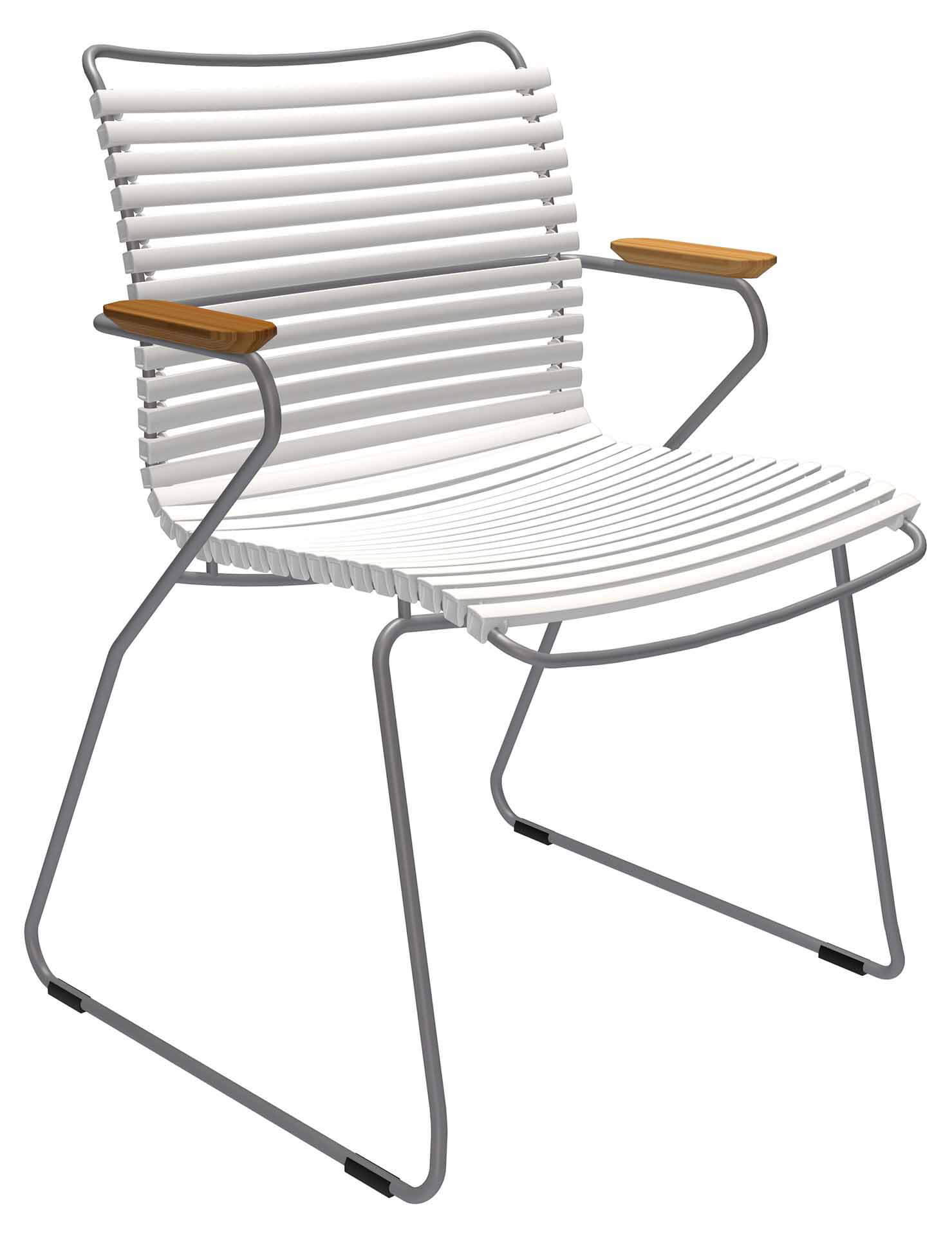 Click Stapelsessel niedrig grau/muted white, Armlehnen Bambus