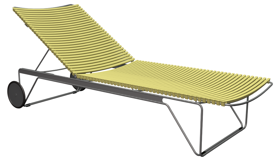 Click verstellbare Rollliege, grau/lemon zest, Armlehnen Bambus