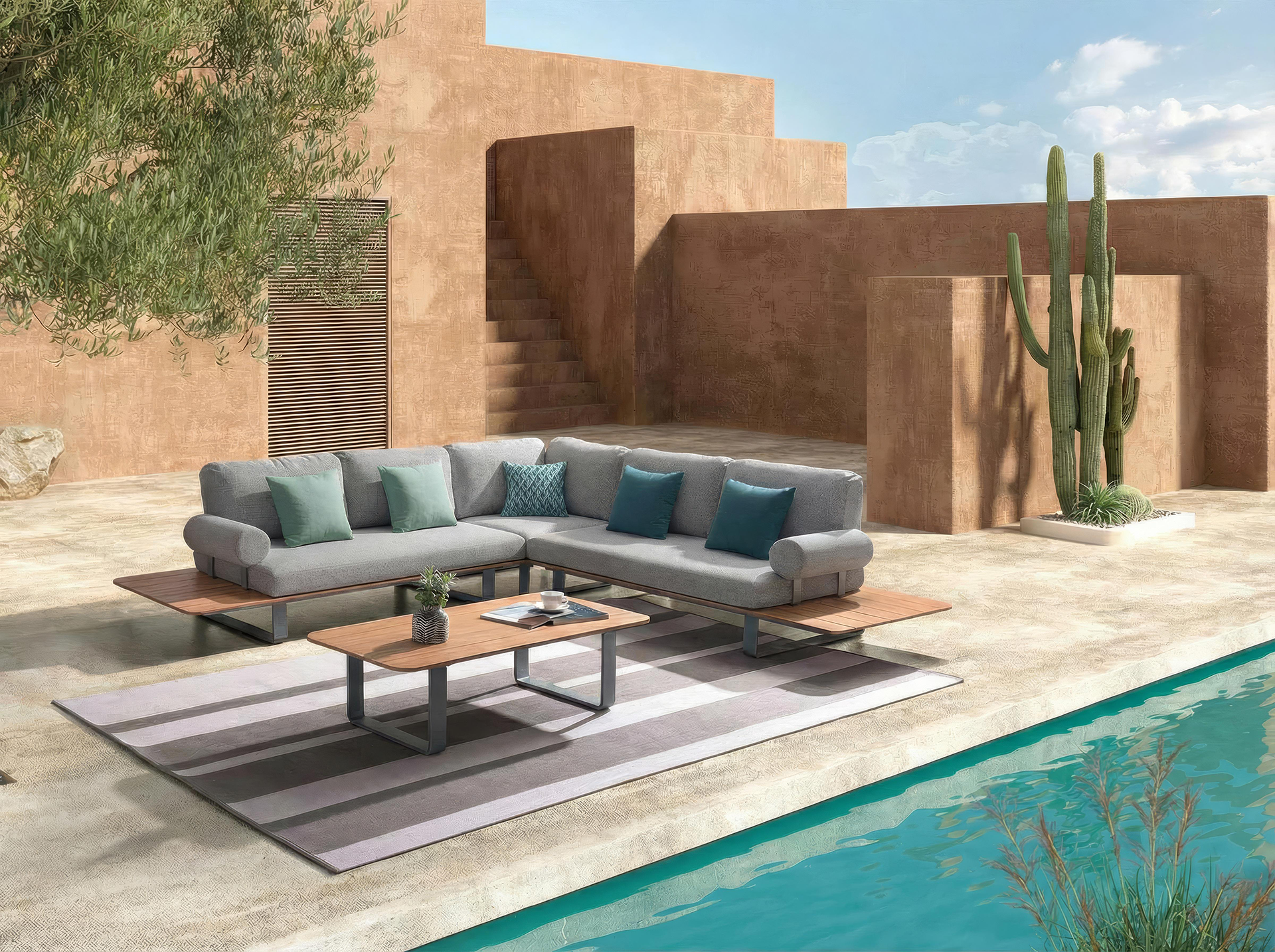 Sano Eck-Lounge-Set eisengrau/grau