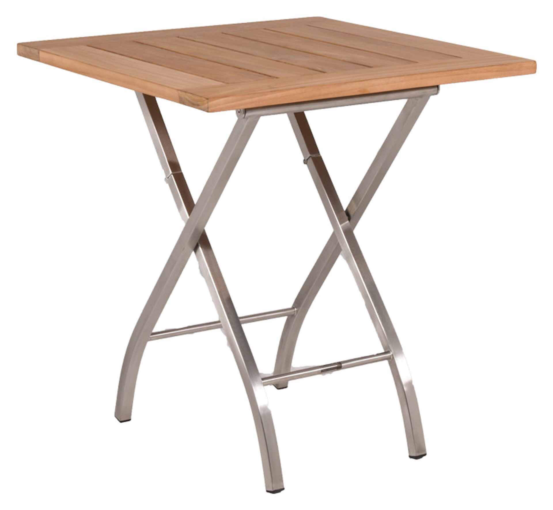 Cancun Klapptisch 70x70cm, Edelstahl/Teak