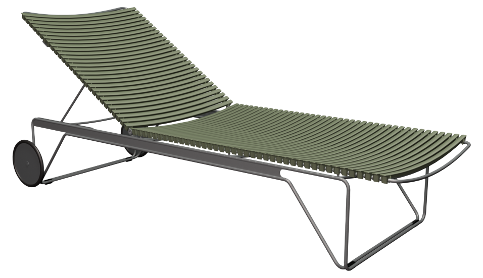 Click verstellbare Rollliege, grau/olive green, Armlehnen Bambus