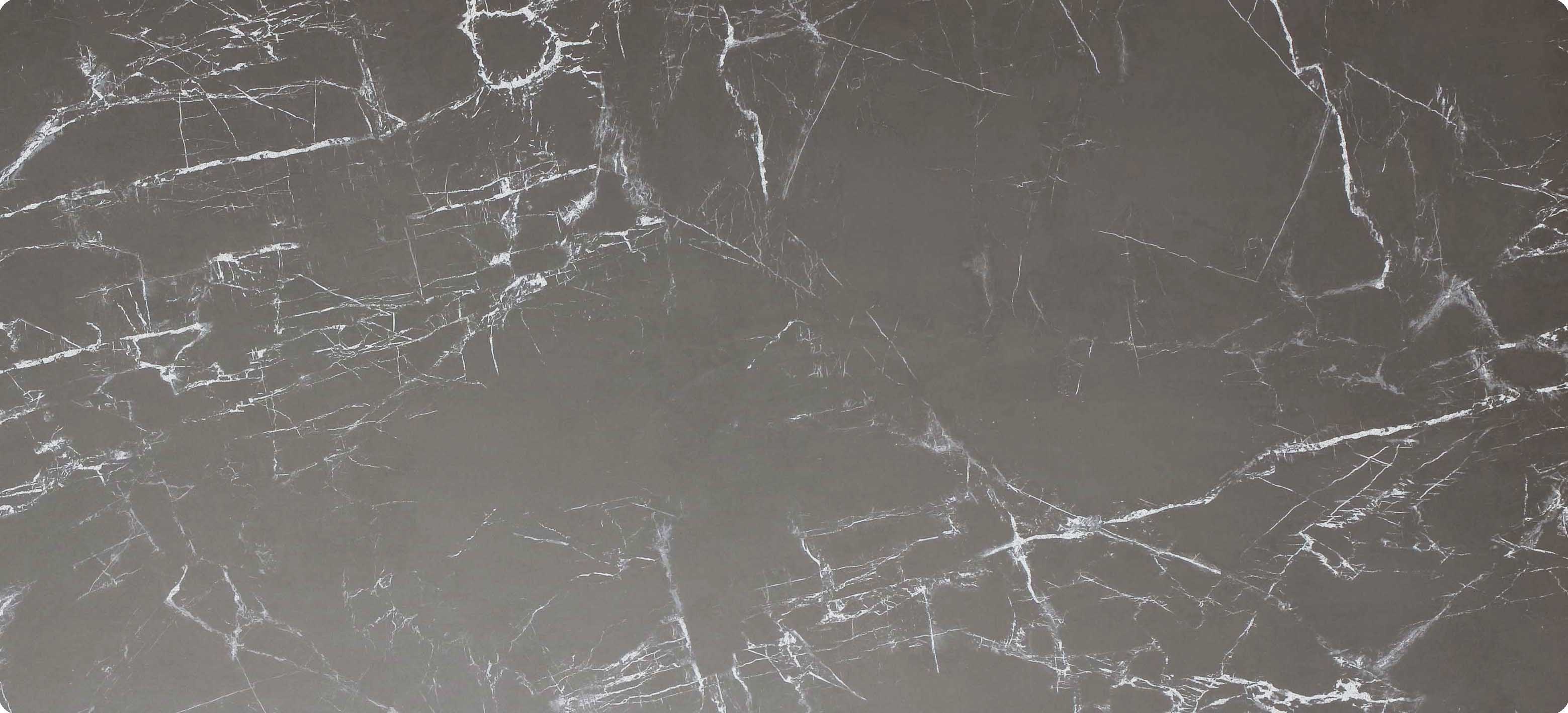 Tischplatte 220x100cm Ecken abgerundet (Radius R50), Keramik grey marble (6mm + 1mm)