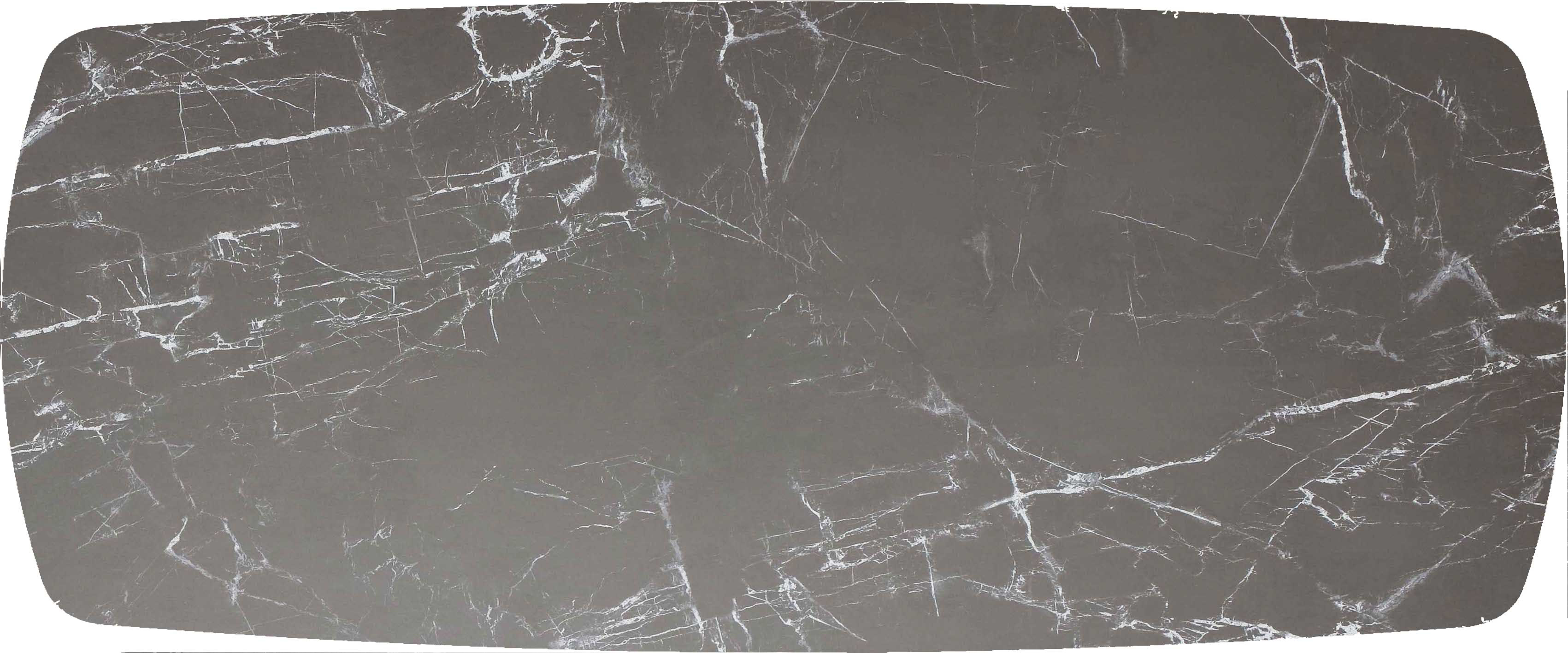Tischplatte 240x100cm Bootsform, Keramik grey marble (6mm + 1mm)