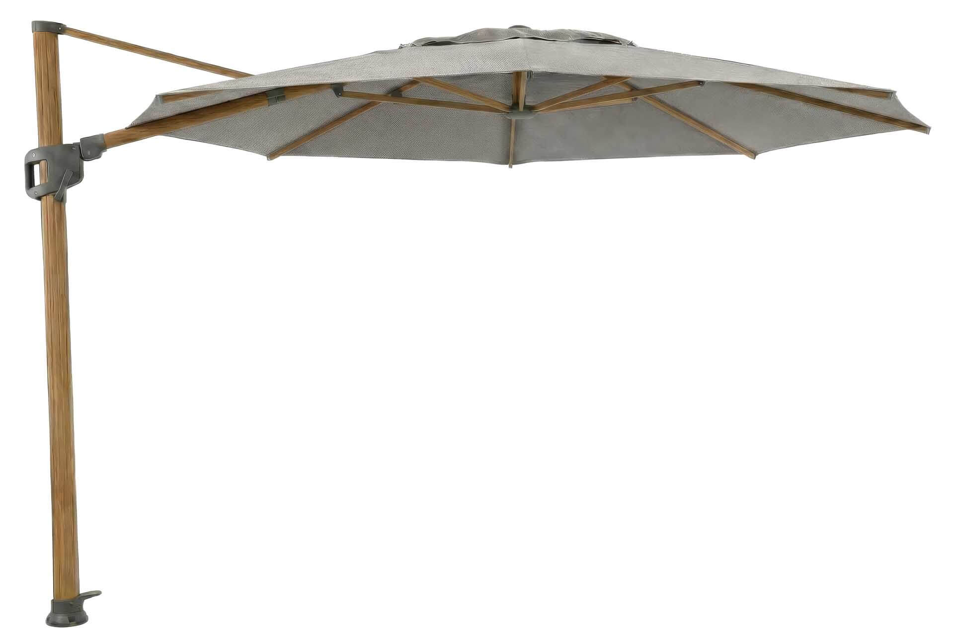 Solara Luxe Freiarmschirm 350cm rund, teaklook/smoke