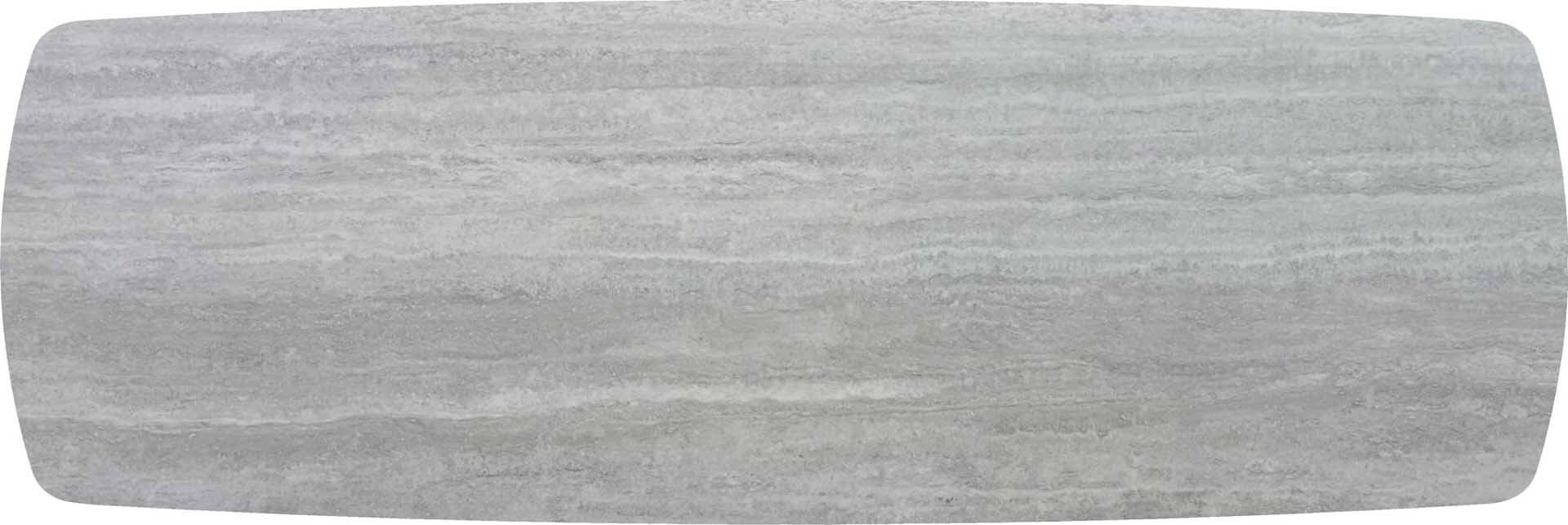 Tischplatte 300x105cm Bootsform, Keramik travertino silver (6mm)
