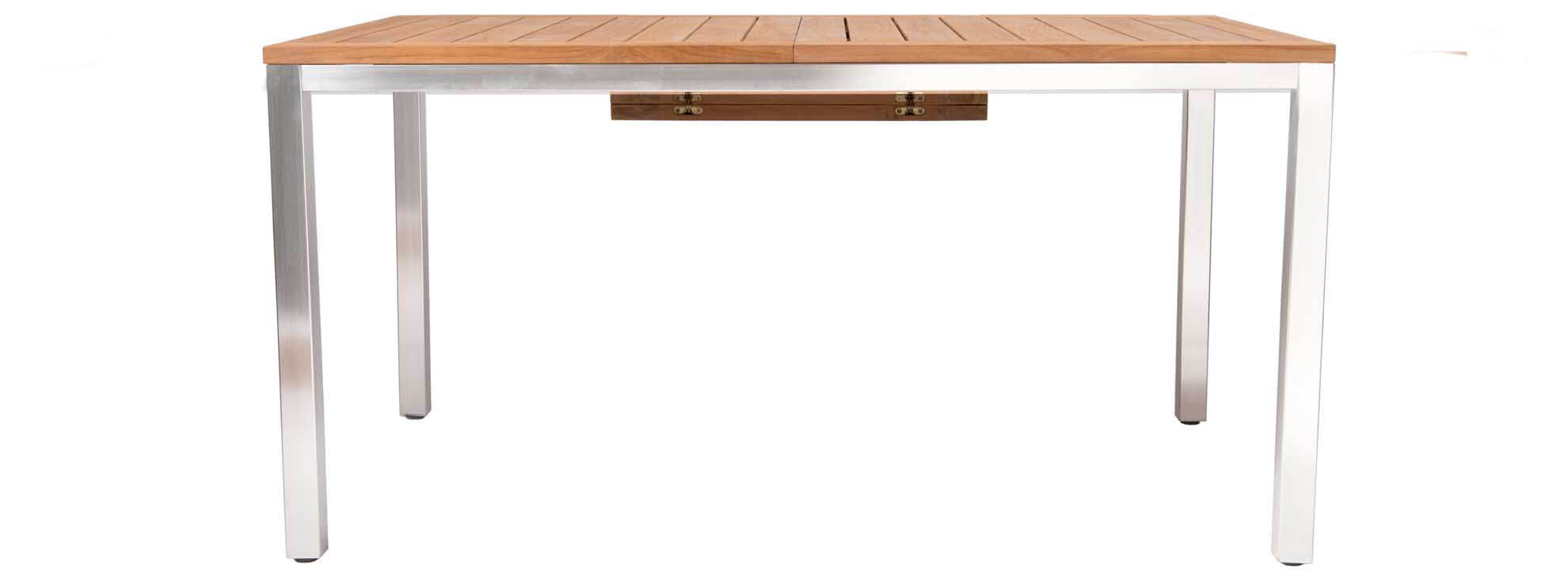 Mallorca Ausziehtisch 150/207x90cm rechteckig, Edelstahl/Teak