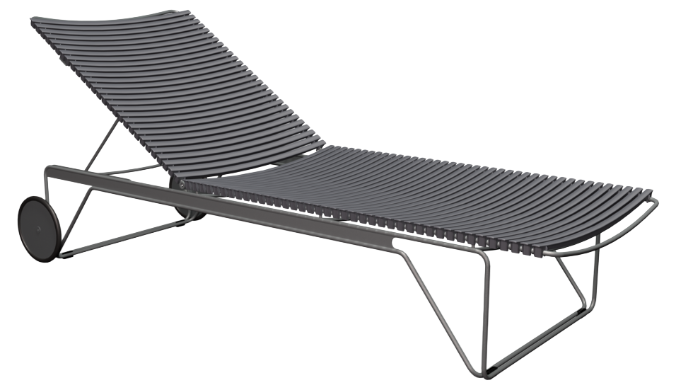 Click verstellbare Rollliege, grau/dark grey, Armlehnen Bambus