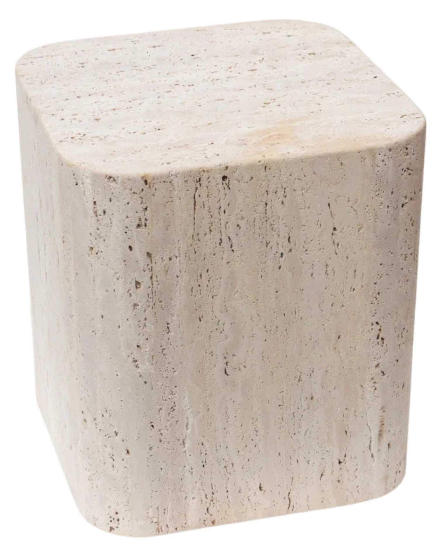 Block Kaffeetisch 40x40cm, 45cm hoch, Travertinlook