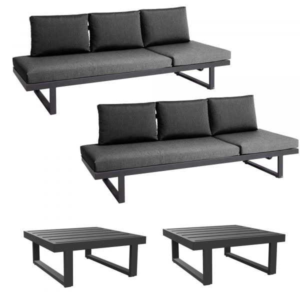 Set 2x Rao Liege + 2x Tisch grau, inkl Kissen