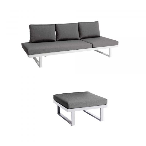 Set Rao Liege + Hocker weiß, inkl Kissen
