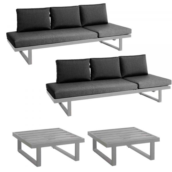 Set 2x Rao Liege + 2x Tisch Edelstahl, inkl. Kissen