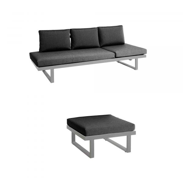 Set Rao Liege + Hocker Edelstahl, inkl Kissen
