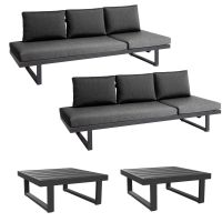 Set 2x Rao Liege + 2x Tisch grau, inkl Kissen Set 2x Rao Liege + 2x Tisch grau, inkl Kissen