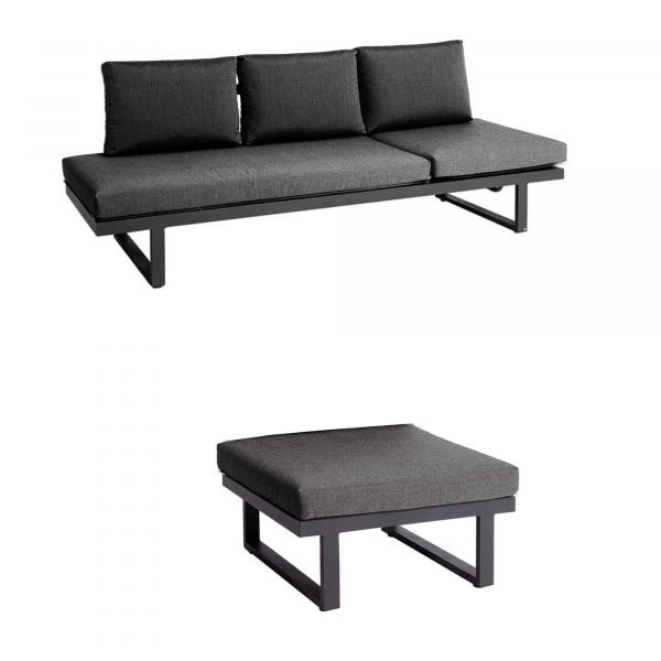 Set Rao Liege + Hocker grau, inkl Kissen