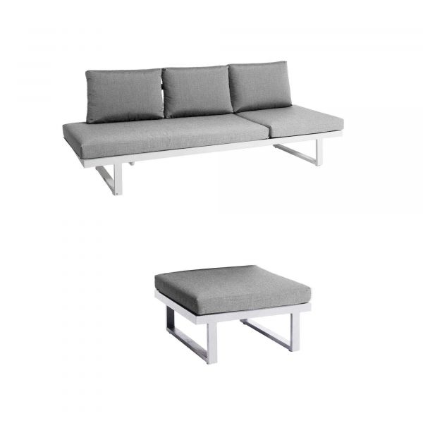 Set Rao Liege + Hocker weiß, inkl Kissen