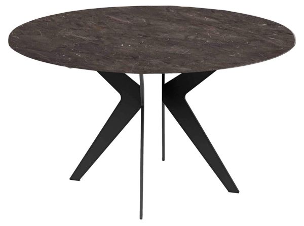 Tisch Lana 130/190x130cm rund/oval Edelstahl eisengrau/umbra marron