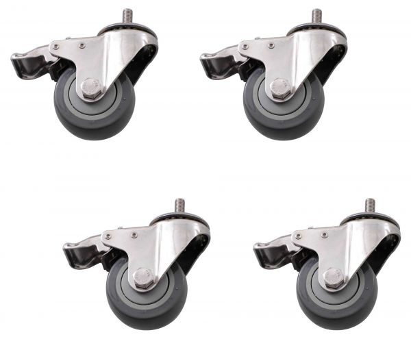 Set 4 Stück Edelstahl-Rollen für Granit Sockel 130kg und Standrahmen