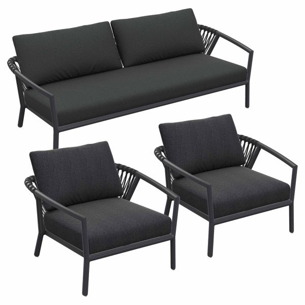 Kapra Lounge-Set: 2 Sessel, 2,5er Sofa und Polster