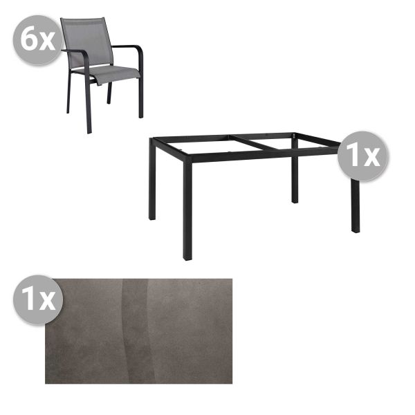 Set Lugo 160x90cm Patchwork + 6 Dransy Stapelsessel