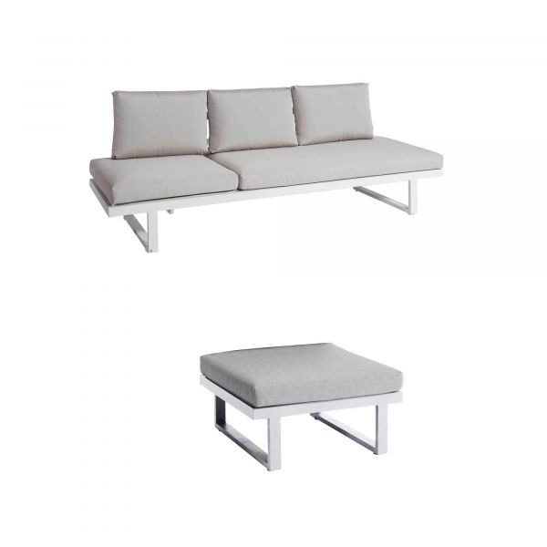 Set Rao Liege + Hocker weiß, inkl Kissen