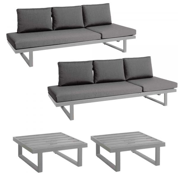 Set 2x Rao Liege + 2x Tisch Edelstahl, inkl. Kissen