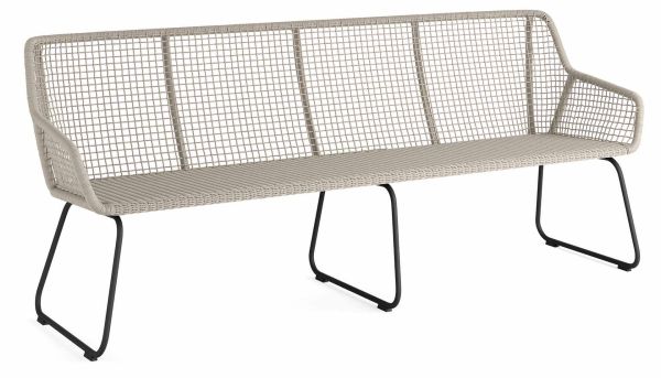 Alden Geflechtbank 3-Sitzer eisengrau/beige, open weaving