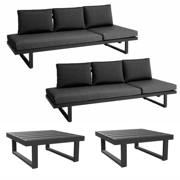 Set 2x Rao Liege + 2x Tisch grau, inkl Kissen